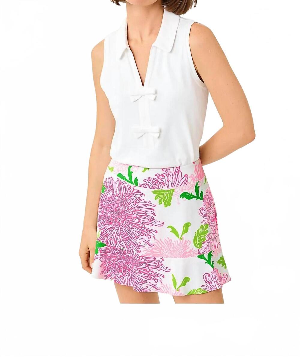 NEW LILLY PULITZER luxletic frida sleeveless bow polo in resort white